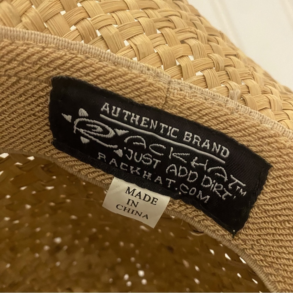 Authentic Brand RACKHAT STRAW with Drawstring Logo Tan (“ Just Add Dirt”) OS - Picture 2 of 5